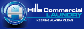 A blue background with the words " hills community law."