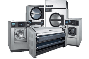 A group of different types of laundry machines.